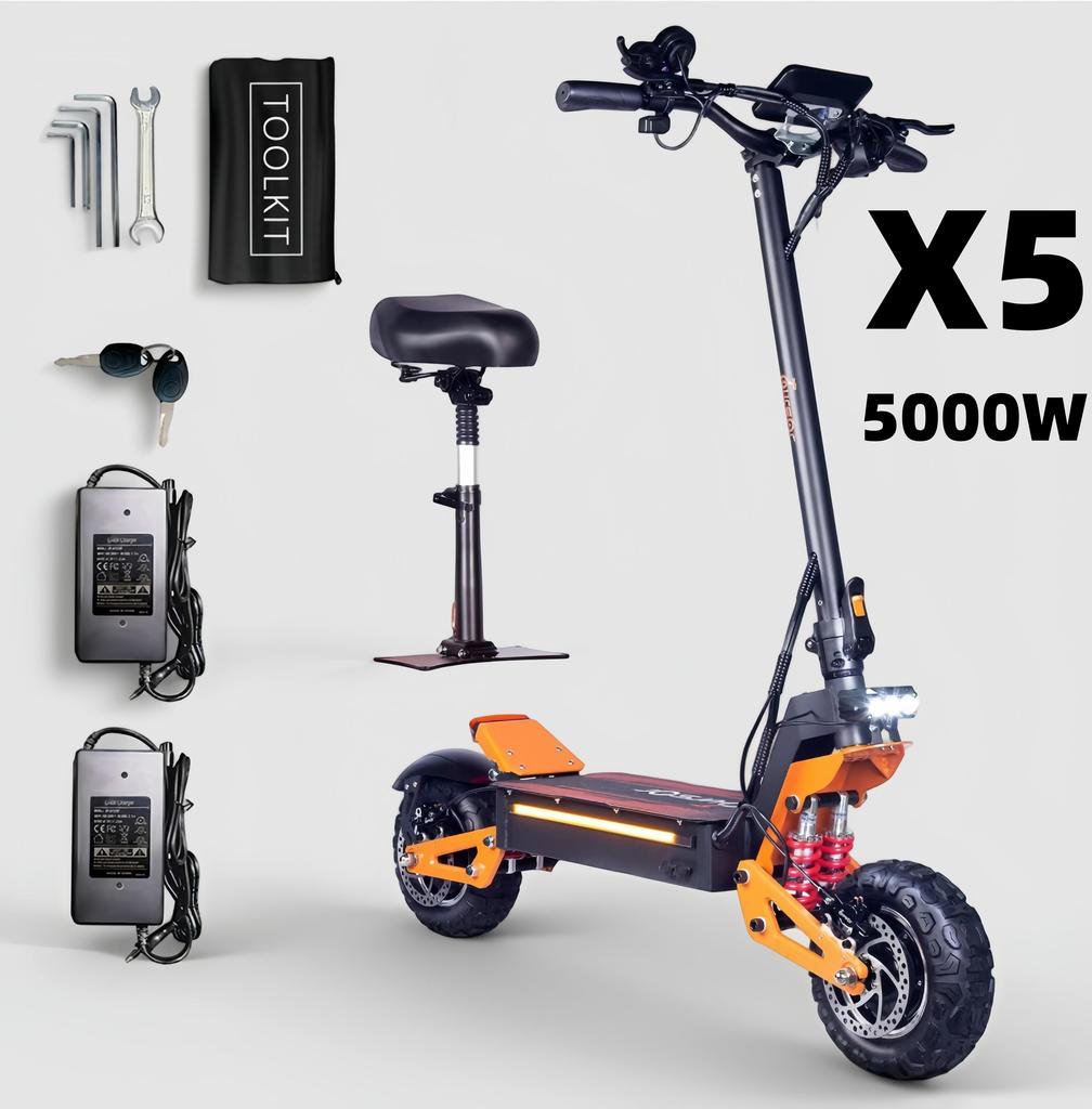 Monopattino Elettrico X5 6000W60V40AH con Doppia Sospensione Ammortizzata Velocità Massima 95KM/H 11 Pollici Off-road