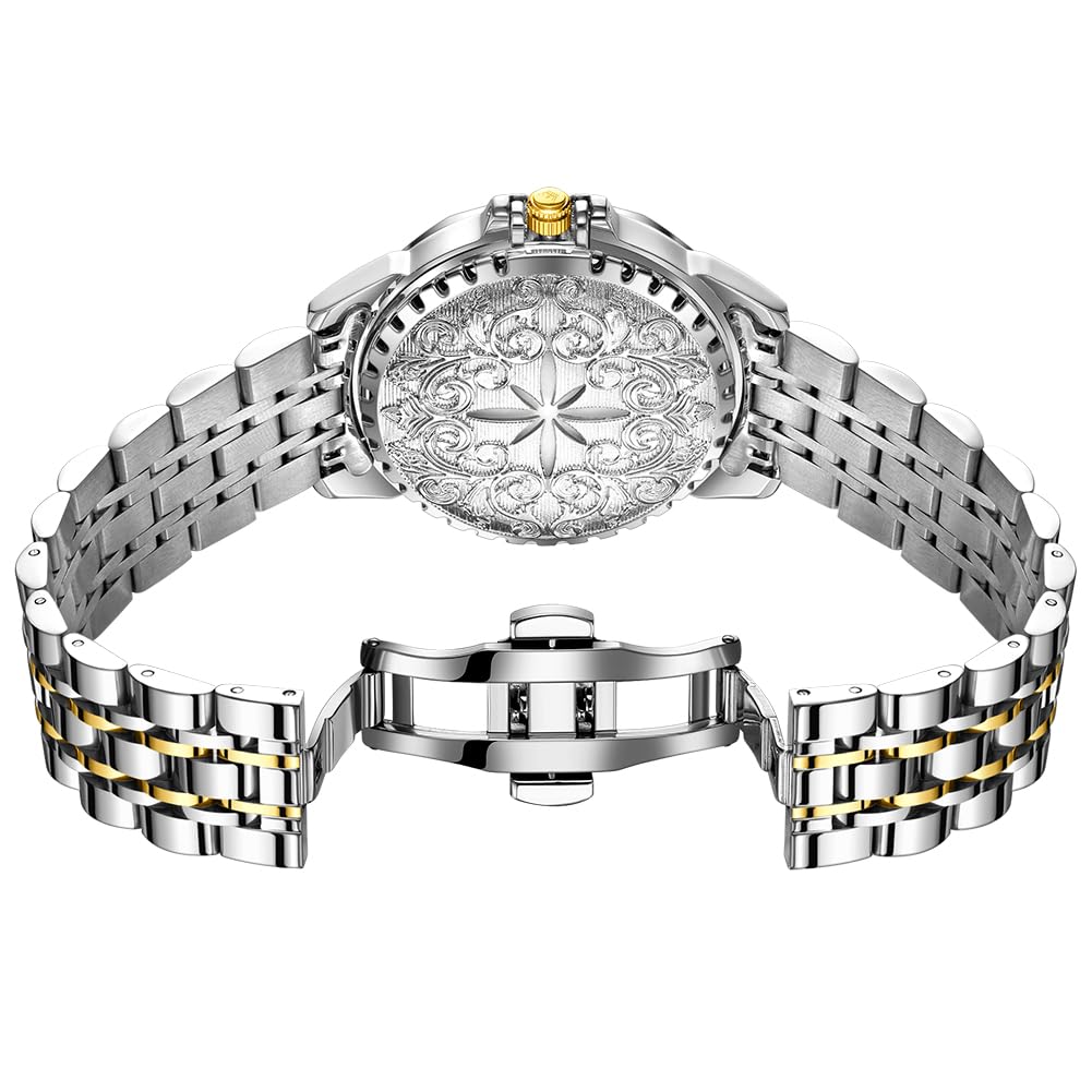 OLEVS Quartz Fragrance Stainless Date Brand Gold Blue Men's Watch, Steel, Waterproof, Display, Calendar, Luminous, Popular, Stylish, Name, &