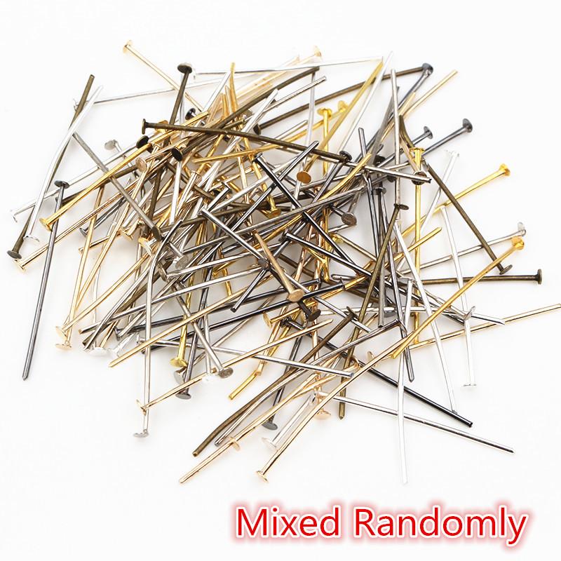 

200pcs/Bag 20 25 30 40 50 60mm Flat Head Pins Gold/Silver Color/Bronze/Rhodium Headpins For Jewelry Findings Making DIY Supplies 16mm