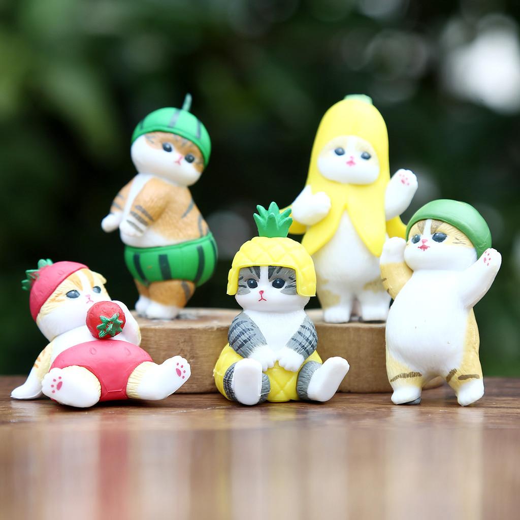 Cute Fruit Cat Toy Pvc Collectible Figurine For Desk Home Decor