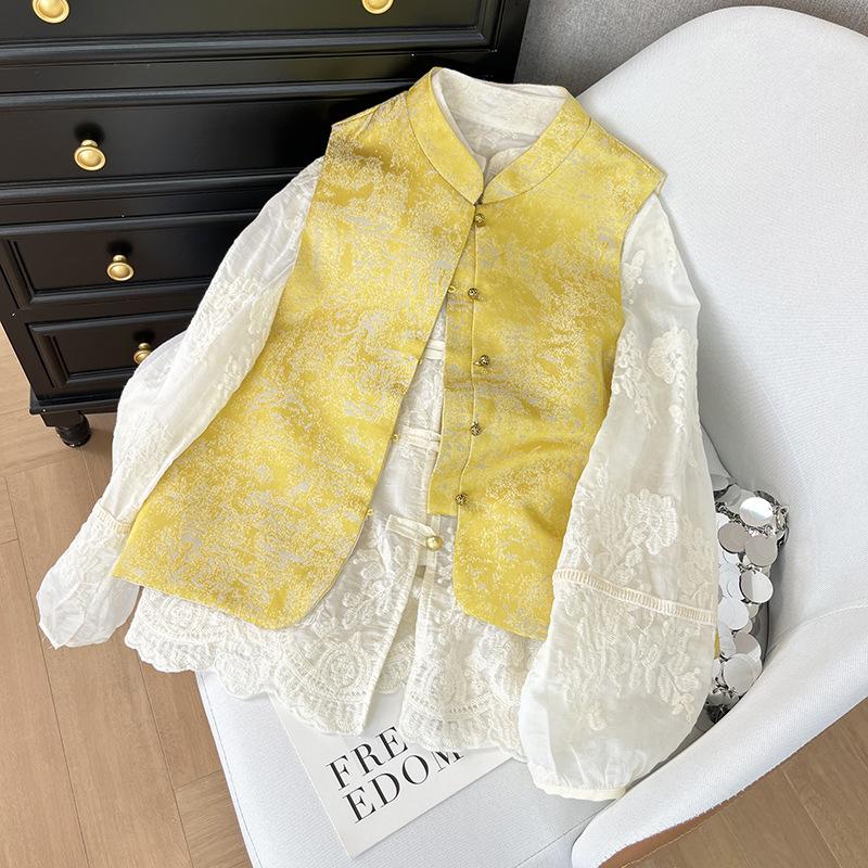 Jacquard Vest Women Stacked Tops New Spring Old Money Style Retro High-end Vest