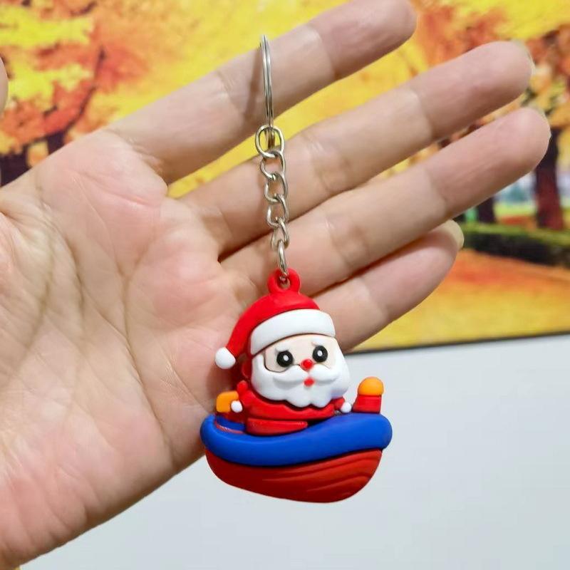 Cartoon Weihnachts Silikon Schlüsselanhänger Nikolaus Rentier Schneemann Formen Langlebige Taschendekoration für Weihnachtsgeschenke Tägliche Nutzung