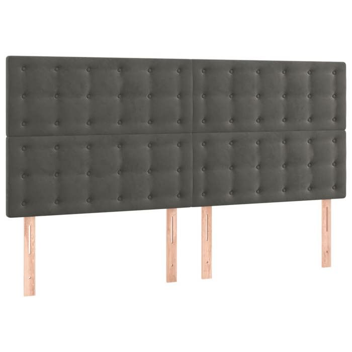VidaXL Tête de Lit à LED Meuble de Chambre à Coucher Accessoire de Lit Double Tête de Cadre de Lit Intérieur Gris Foncé 3122913