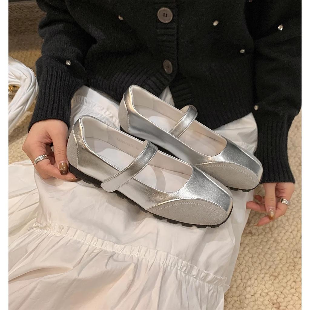 Spot second hair! Fashion versatile new square head Velcro casual function Mary Jane single shoes women's ballet shoes spring