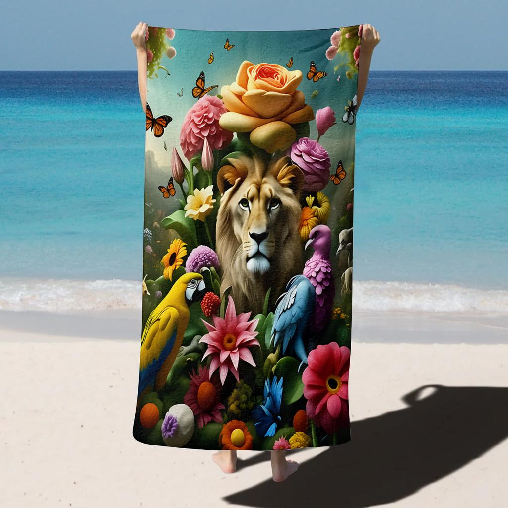 1PC Beach Lion Leopard pattern for family friends Gifts Towel Quick-Dry Beach Towel For Yoga Tourism Beach GYM Camping Swimming