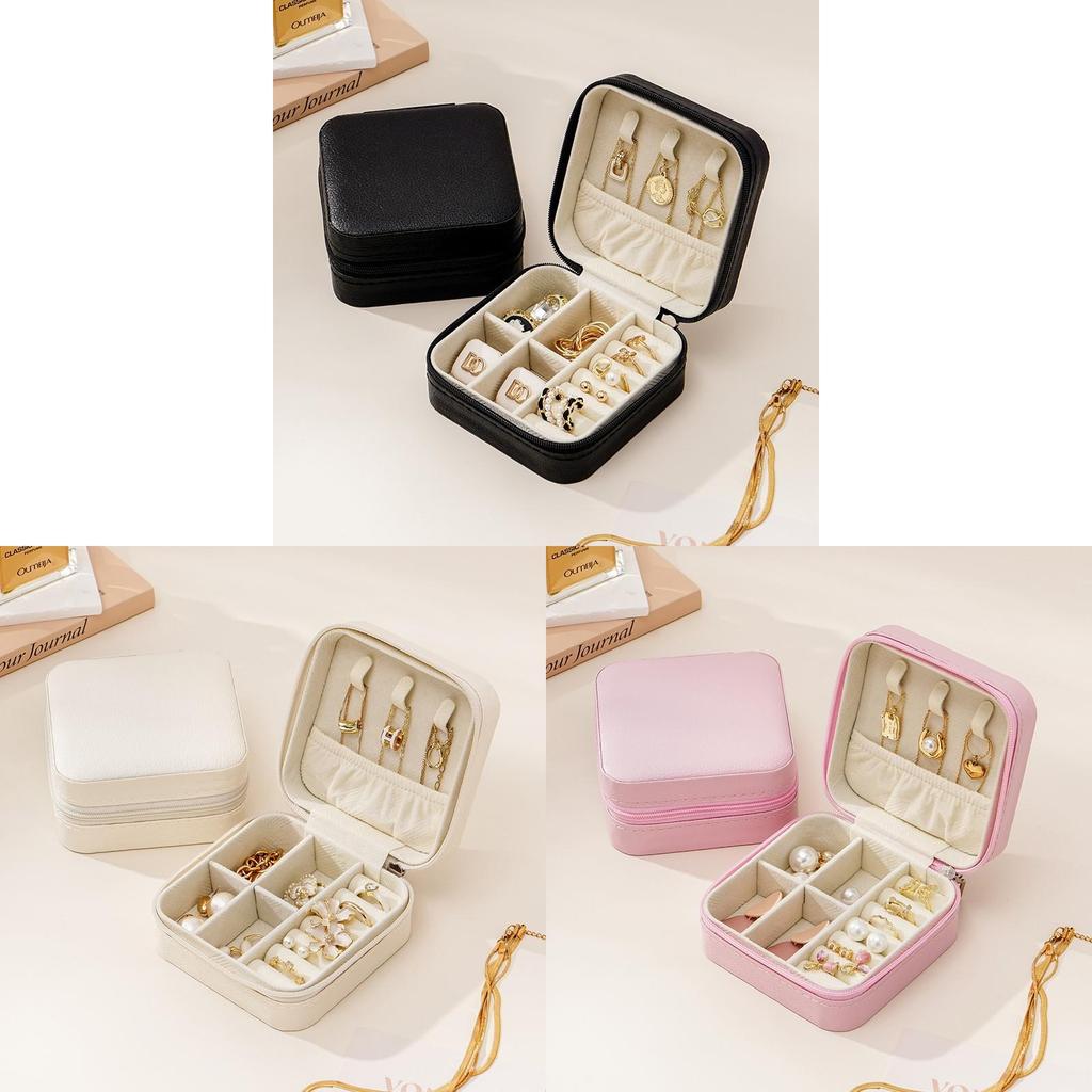 Classic Leather Jewelry Box With Compact Design For Travel And Gift Use