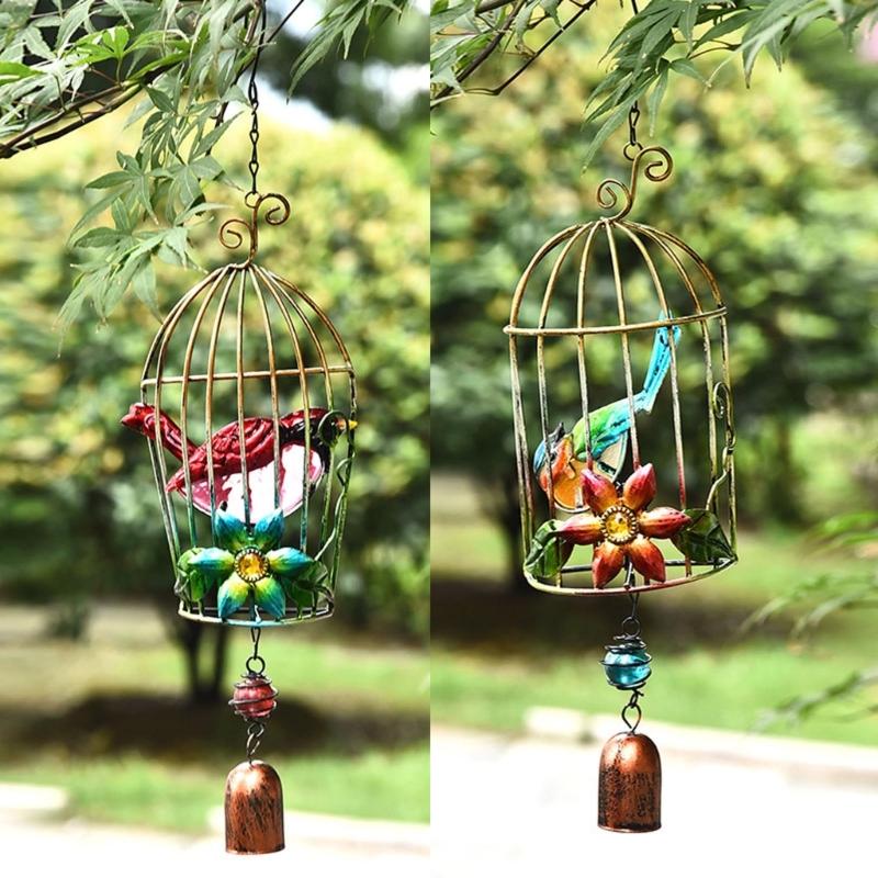 2pcs Birdcage Wind Chime Door Bells Decorations for Home Garden Backyard Hanging