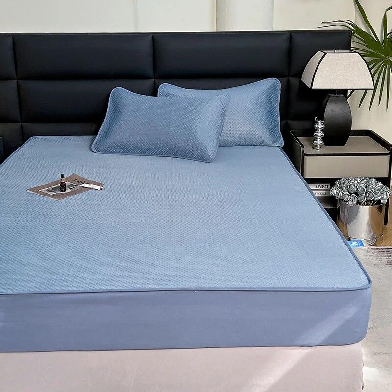 Cooling Mattress Pad Protector Ultrasonic Technology Quilted Mattress Cover Pillowcase Breathable Cool Feeling Mat Fitted Sheet