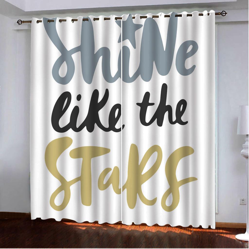 High Density Blackout Curtains Alphabet Series Digital Printing Curtains