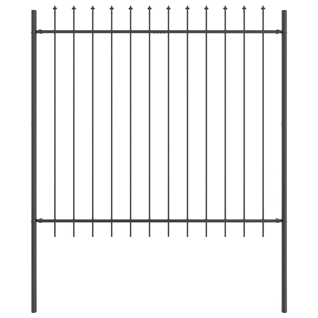 Garden Fence Panel 2 pcs Gray 3.4 x 1.5 m Powder Coated Steel