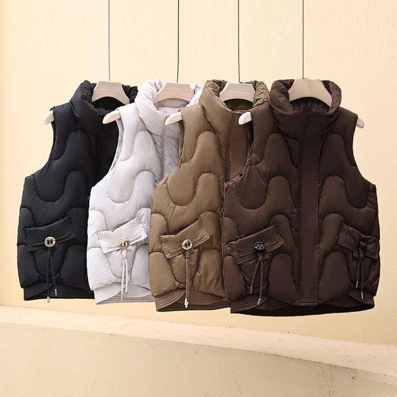 Down cotton vest women's autumn and winter short new slim-fit versatile vest vest vest vest stand-up collar vest jacket