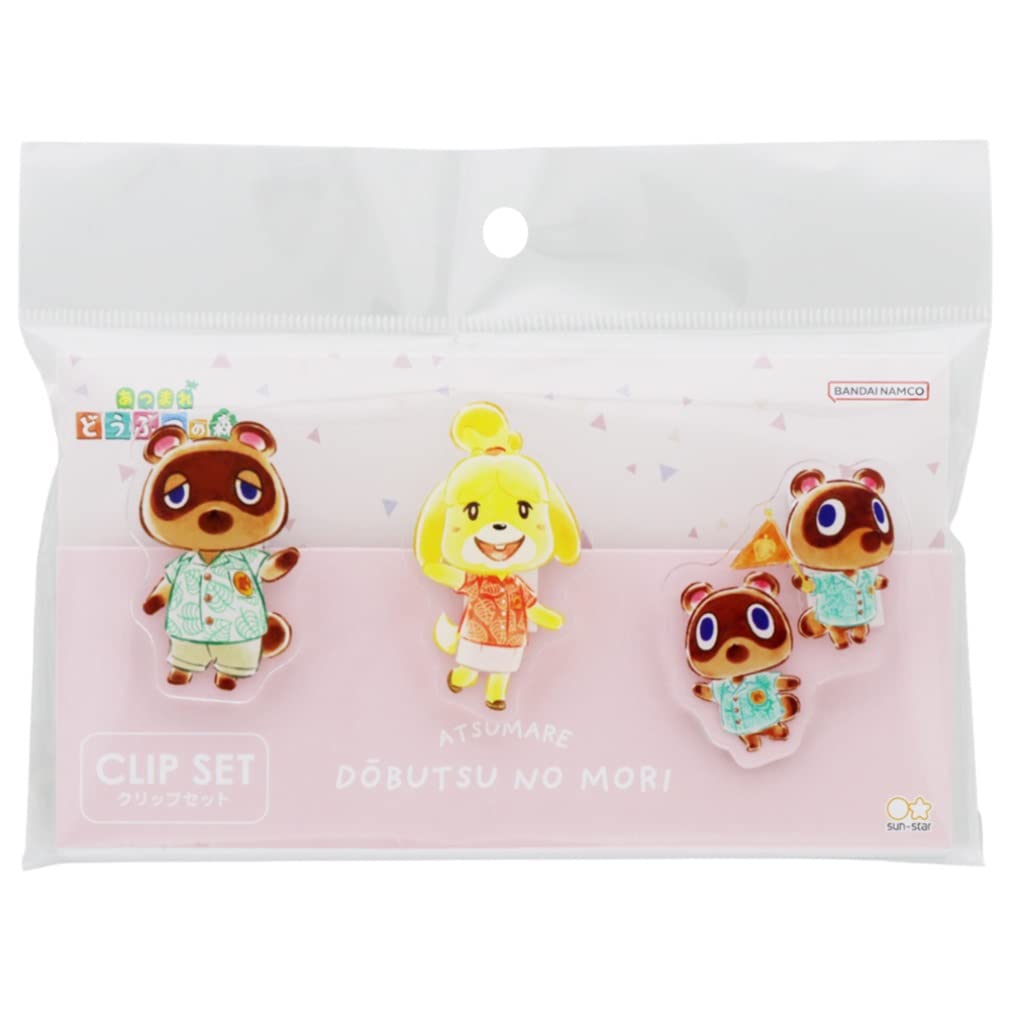

Sunstar Stationery Animal New Horizons Acrylic Clip S3623246 Crossing Set, Pink,