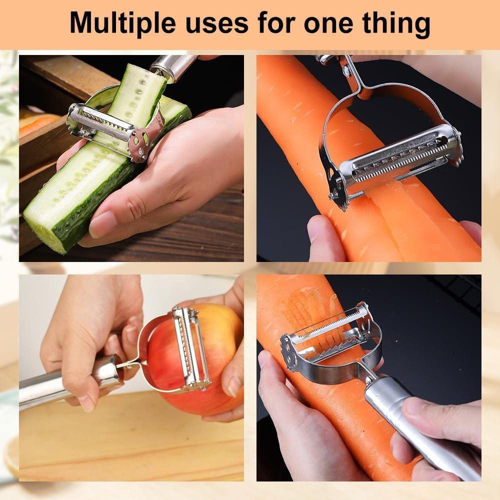 2 in 1 Stainless Steel Vegetable Peeler for Carrot Potato Melon Fruit Vegetable Cutter Fruit Slicer Kitchen Gadget Paring knife
