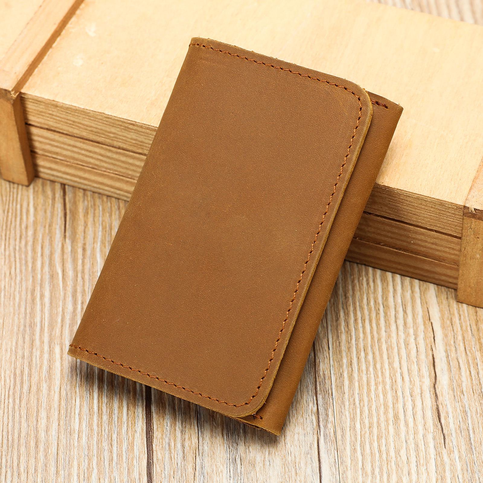 

Простая и ретро визитница, высококлассный кошелек, кошелек для монет, маленькая и портативная визитница One Size коричневый