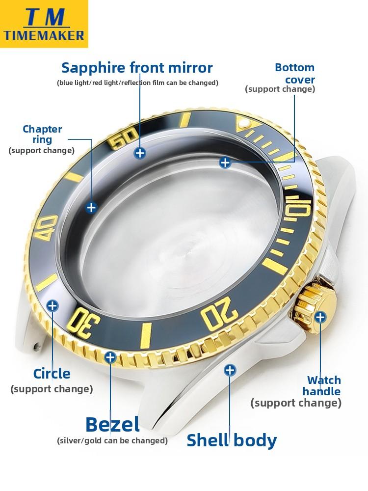 MDV106 Metal Case Film Bezel Bumper Armor For Casio MDV-106 Stainless Steel Crown Caseback Sapphire Glass Men Watch Accessories