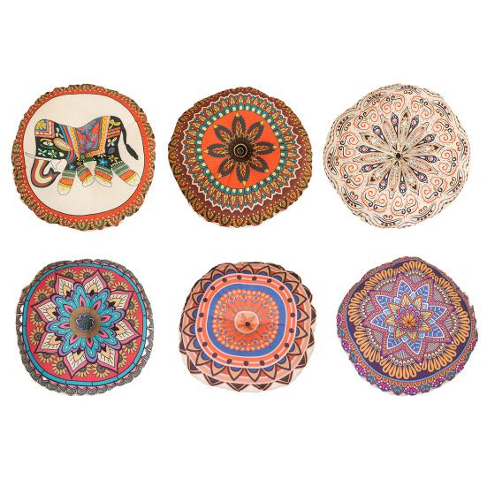 Boho Round Seat Cushion Soft Cotton Linen Chair Pads Thickened Tatami Floor Pillow Cushion for Meditation Living Room Window Balcony Reading Nooks