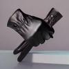 Gants d'hiver en cuir à écran tactile pour homme - Coupe-vent, imperméables et doublés de velours pour la chaleur.