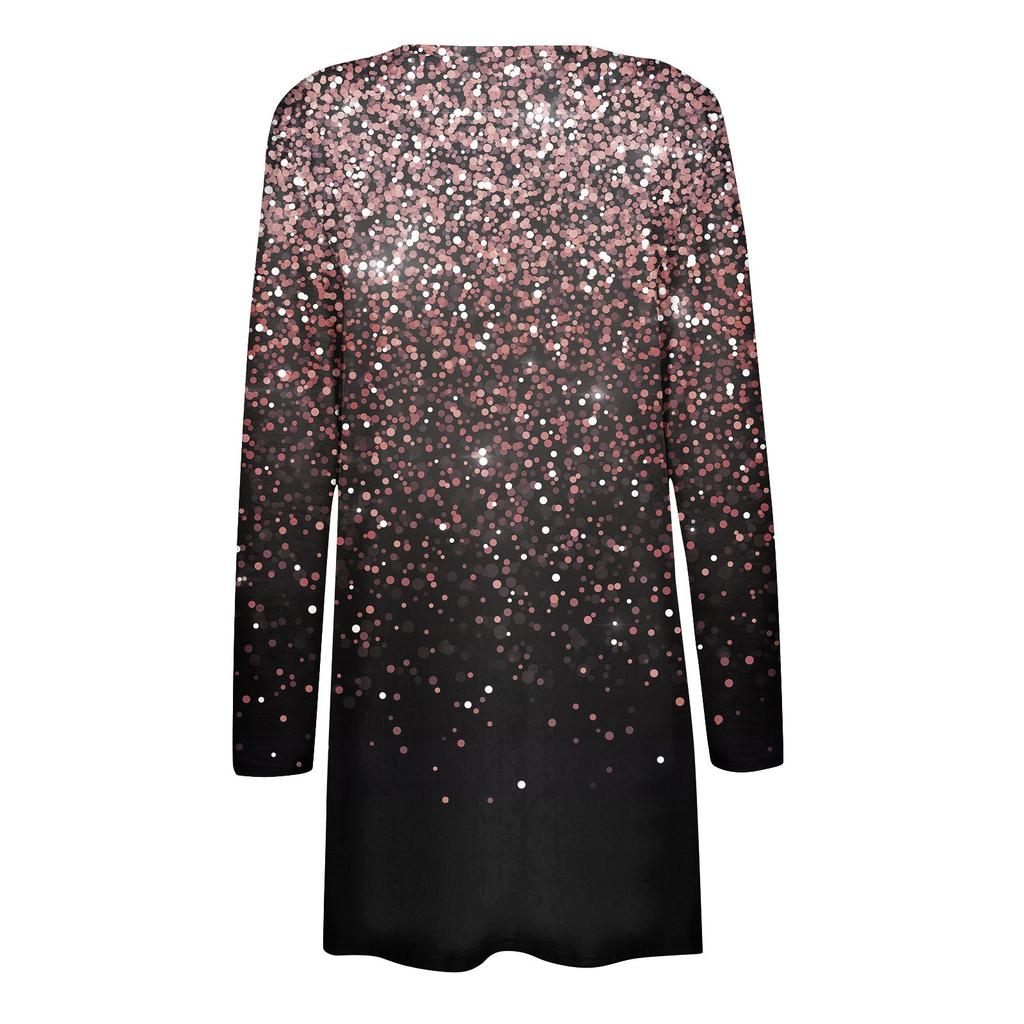 Giacca Cardigan da Donna Moda Casual Retro a Fiori Stampati Manica Lunga Lunghezza Media