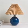 Vintage Pleated Table Lamp with LED E27 Tricolored Bulb Ceramic Base  AU US EU UK Plug Cute Decorative Night Light for Bedroom