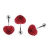 Bauchnabelpiercing-Juwel, Herz, roter Kristall, Stahlkugel, 10 mm Stab