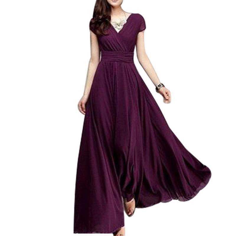 Women Formal Long Evening Prom Party Bridesmaid Chiffon Ball Gown Cocktail Dress