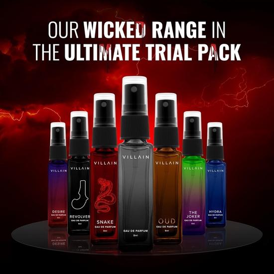 Villain 7 Deadly Scents Probierpackung mit 7 x 8 ml Taschenparfüm für Männer Premiumparfüms für Männer Eau de Parfum Würzig, Holzig, Aquatisch, Oud