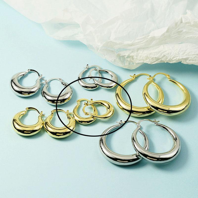 

925 Sterling Silver Circle Gold Earrings For Women Trendy Earring Jewelry Prevent Allergy Party Accessories G