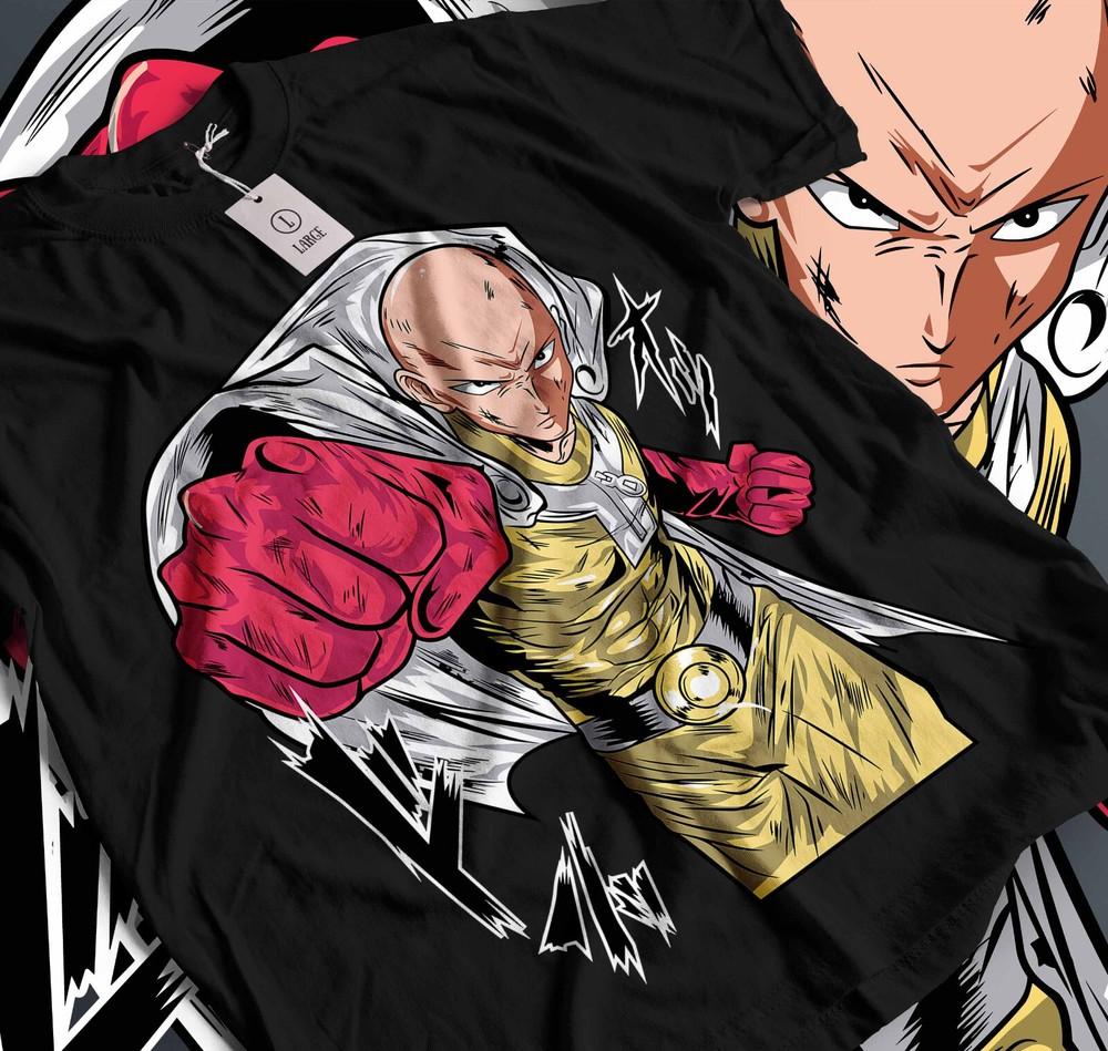 SAITAMA One Punch Man T-Shirt Horror Anime Manga Gifts Black Shirt All Size  095