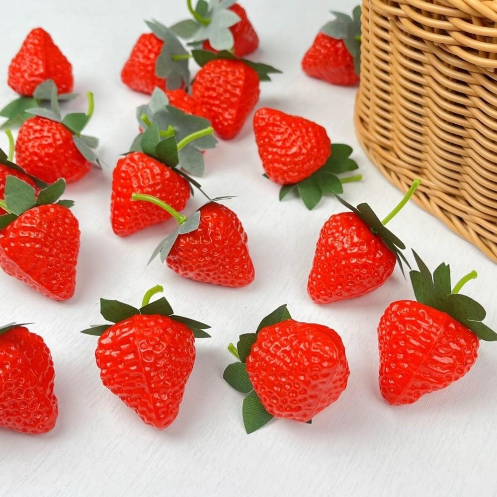 10Pcs Fruit Ornament Artificial Strawberry Decorative Simulation Strawberry Kitchen Cabinet
