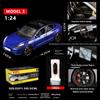 1/24 Tesla Model 3 Alloy Die Cast Car Model Simulation Sound and Light Children's Toy Car Gift Collection Boy Game Vehicle