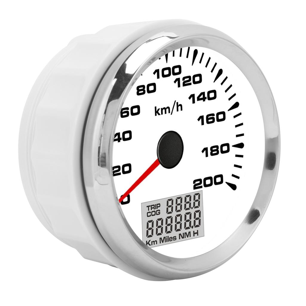85mm Analog GPS Speedometer 200km h Waterproof 7 Backlit White Dial Chrome Bezel for 12 24V Marine Motorcycle Truck