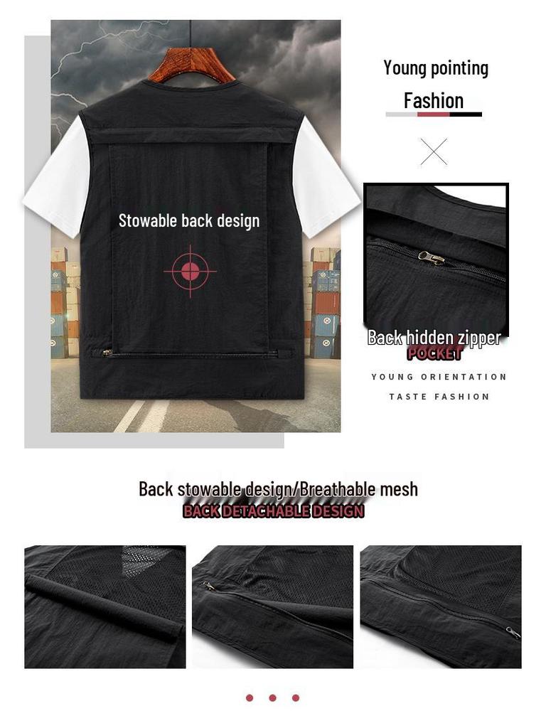 Logolu Baskılı Erkek Dış Mekan Çok Cepli Fileli Balıkçı Yeleği