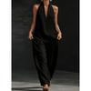 Set 2 Pezzi 2026 Stile Vacanza da Donna e Set Collo in Lino Top Senza Maniche Scollo a V Lento Pantaloni a Gamba Larga Set Due Pezzi