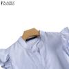 ZANZEA Blusa de rayas sueltas sin mangas con cuello en V informal de verano