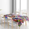 Bright Floral Tablecloth Multicolored Printed Linen Table Cover Decor for Kitchen Dining Room Party Decoration (Wooden Table Set