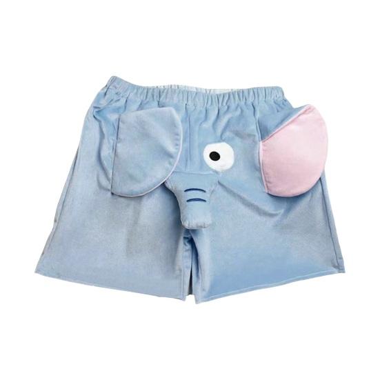 Poros pižamos šortai 3D animacinių filmų dramblio dekoro laisvas elastingas juosmuo, laisvas, minkštas, kvėpuojantis unisex vasaros namų drabužiai, miegui skirti šortai
