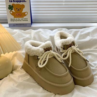 Women's Snow Boots Elegant With Medium Heels Platform New In Ladies Shoes Chunky Winter 2024 Novelty Trend Large Size Warm Work