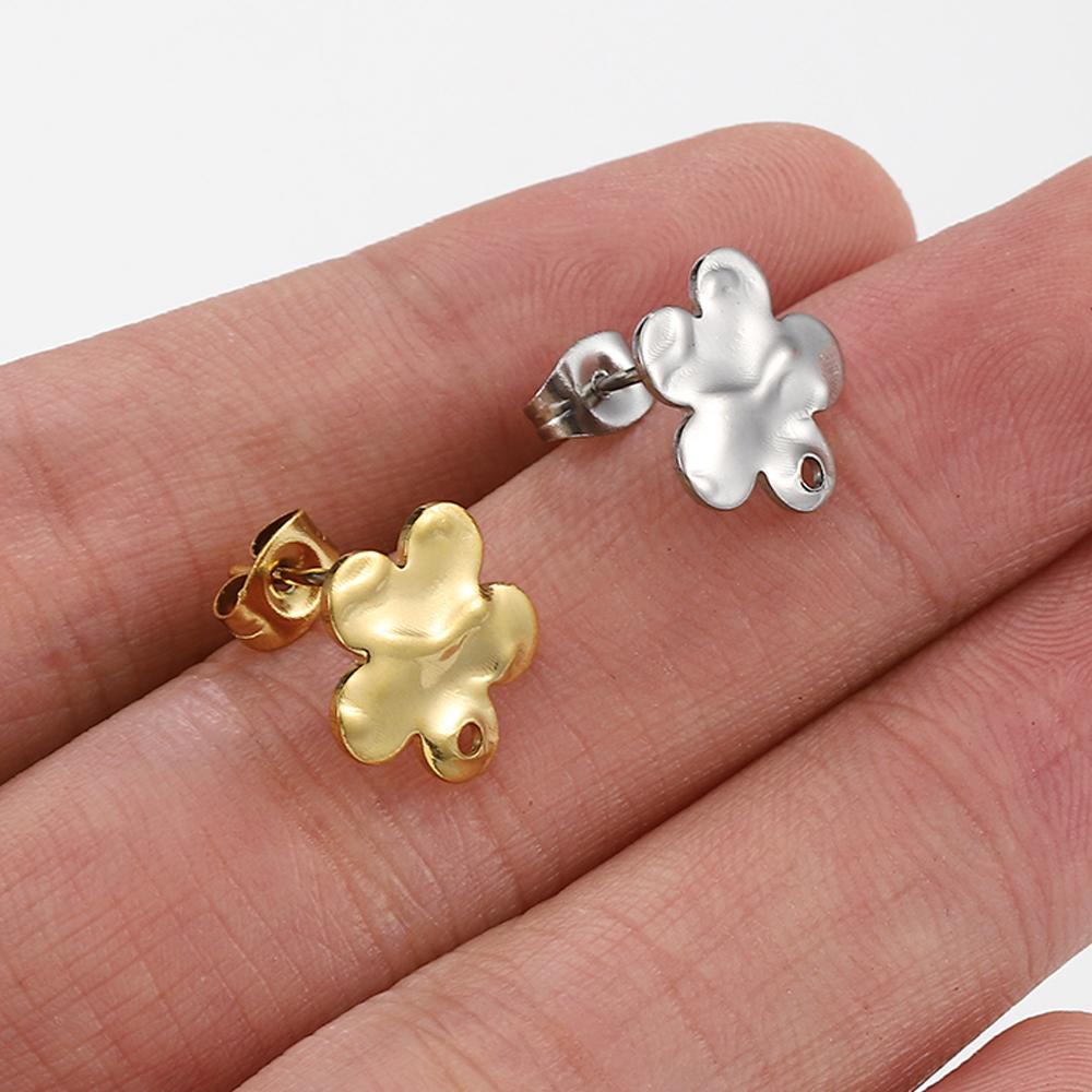 10pcs Stainless Steel Earrings Posts Ear Studs Star Flower Dangle Earrings Base for Earring Jewelry Making DIY Accessories