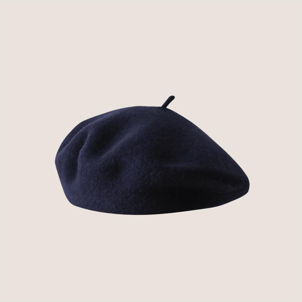 

Autumn and Winter Wool Beret Female Literary Retro Versatile Korean Version Painter Hat British Solid Color Felt Hat Adjustable