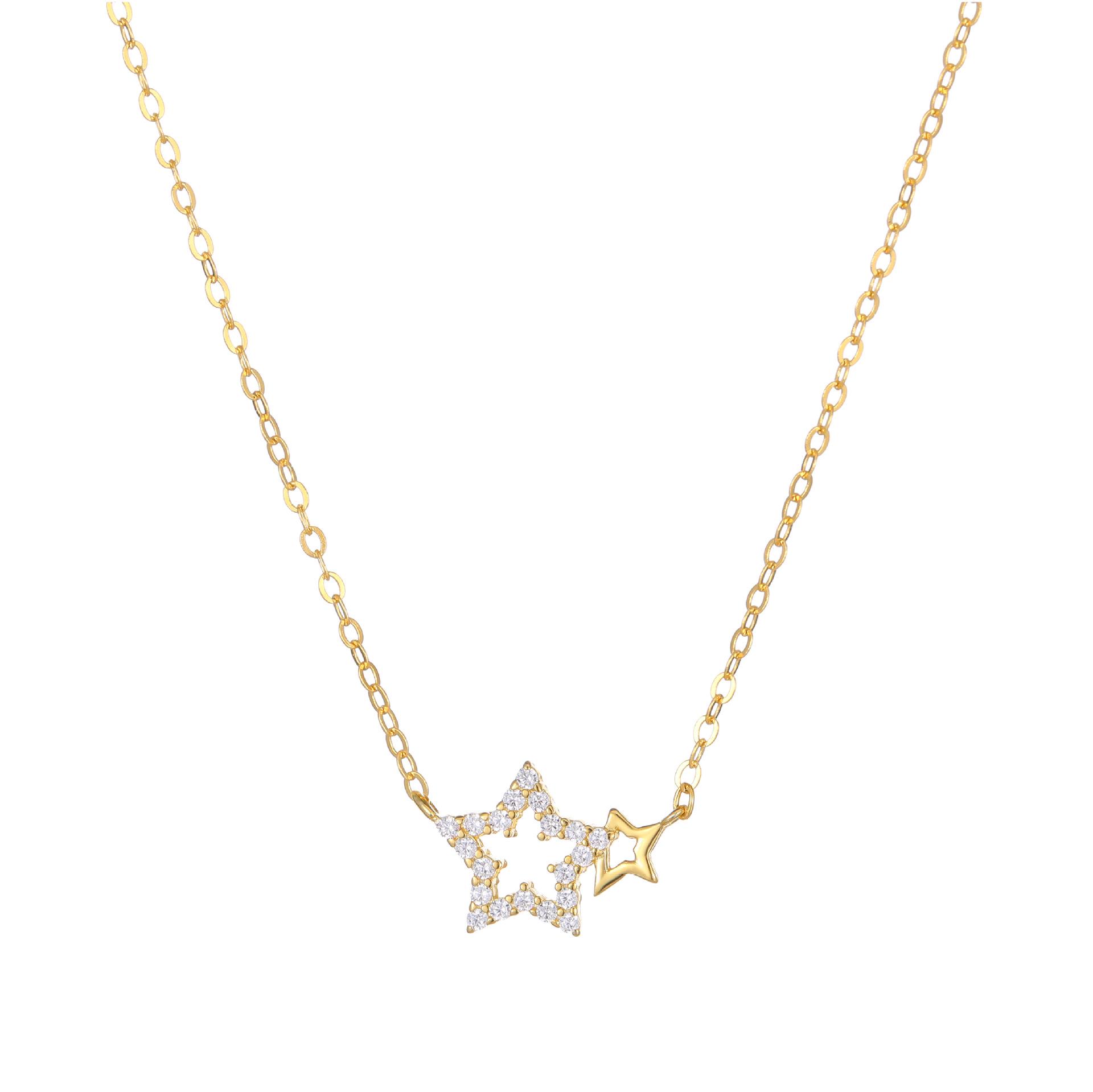 

Ожерелье из стерлингового серебра 925 пробы с 18-каратной позолотой в виде звезды: Женская изящная минималистичная роскошная цепочка на ключицу 925 Silver