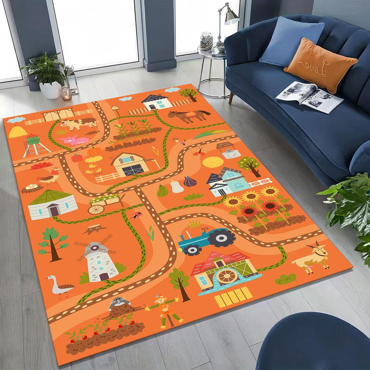 

Child Urban City Road Traffic Learning Interactive Game Playroom Rug for Bedroom Living Room Sofa Home Doormat Decor,Non-slip 40x60cm( 15x23in )