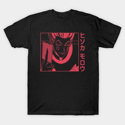 Men Black Print T-shirt Super Large TShirt Hisoka Hunter X Hunter No-Cut Transfer Paper Print Cotton Tshirt