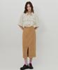 Eoboneoseu Ornament Print Corduroy Skirt [Beige]