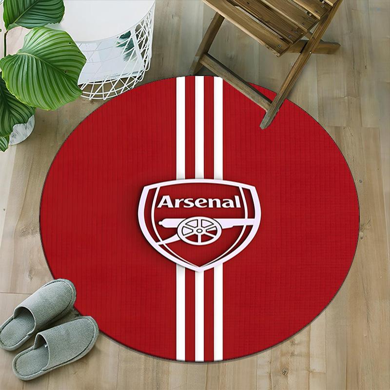 1pc A-Arsenal Carpet, Round Rug, Comfortable, Suitable for Entryways, Living Rooms, Office, And Bedrooms, Christmas Decoration