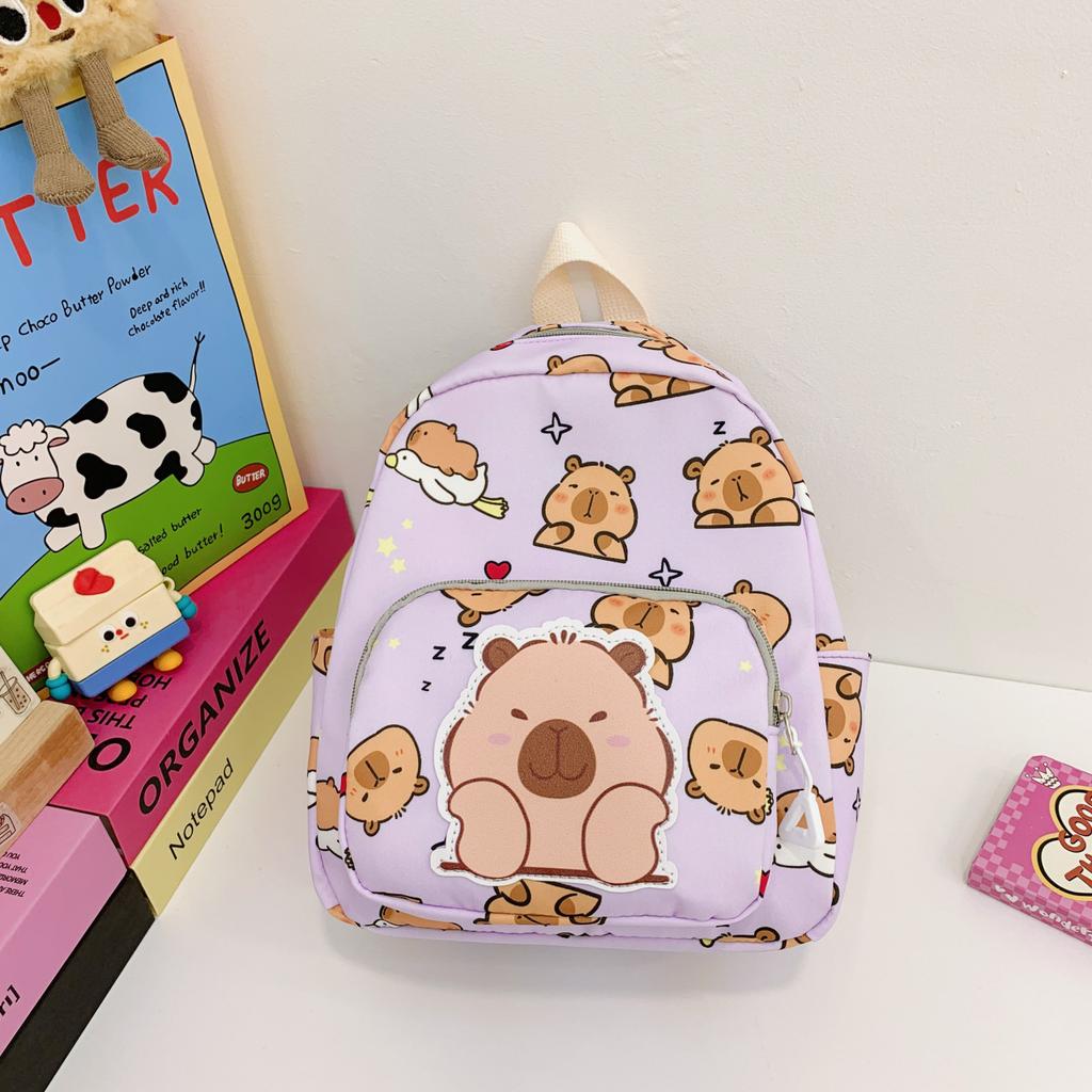 Capybara Cartoon Printting Backpack School Bag For Cute Kids Breathable Gift