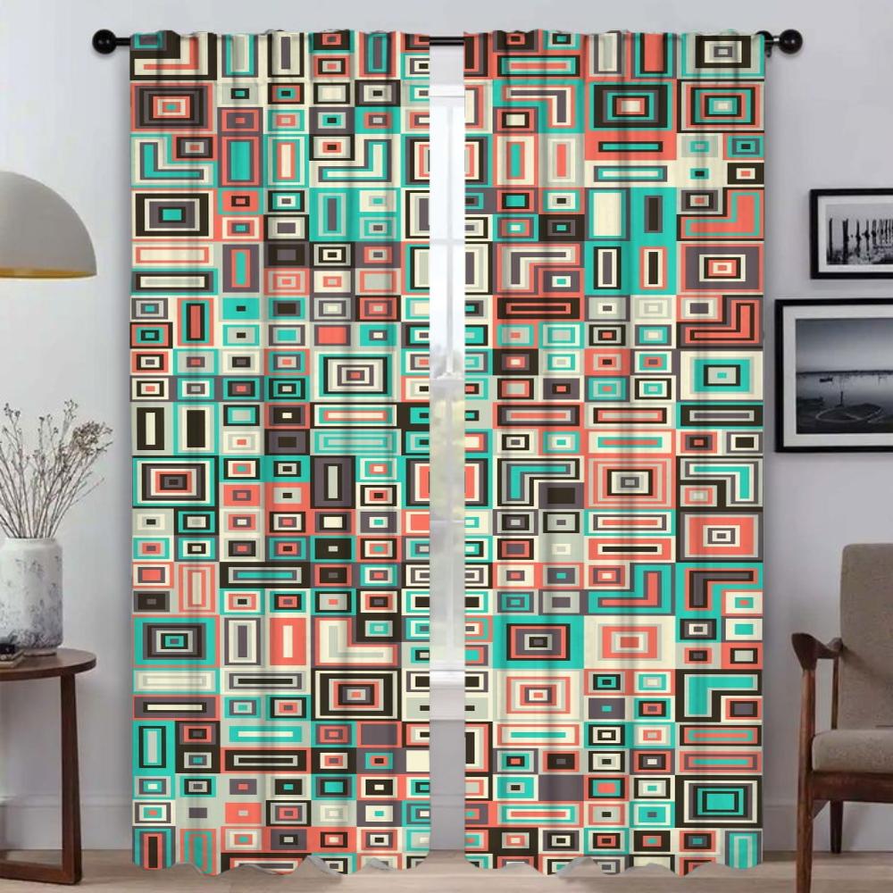 Painted Design Blackout Curtain for Room 2 Panel Elegant Room Curtains Tulle for Bedroom Home Interior Curtains Shades Partition