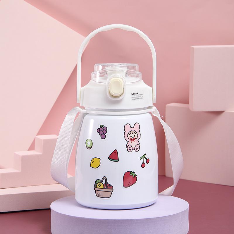 High-value Online Celebrity Pot-bellied Mug Lightweight To Carry Cartoon Gift Student Water Cup Large-capacity Bouncing Straw Childrens Pot