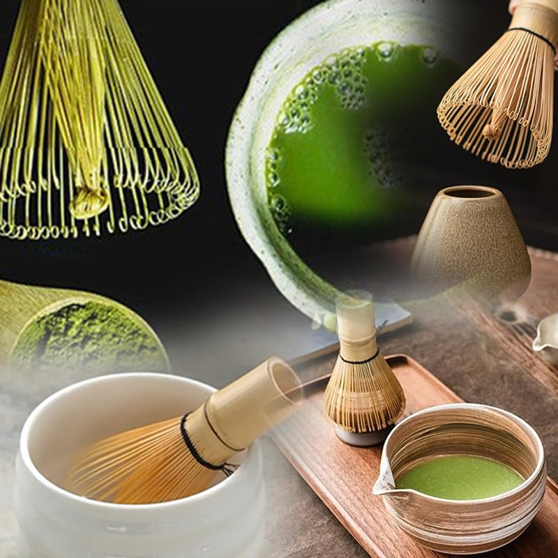 Wowjimi 100-piece Tea Whisk Set, Tea Ceremony Utensils, Bamboo Tea Scoop, Tea Whisk, Whisk for Powdered Tea, Tea Ceremony Tool, for Family, Friends,