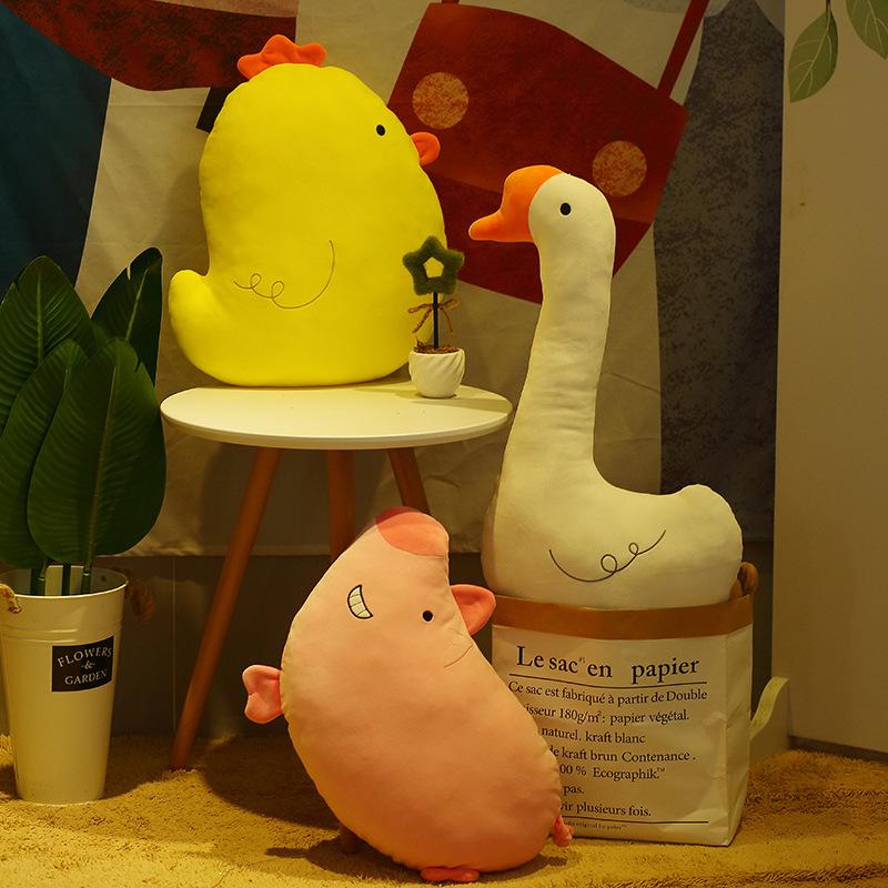 Lifelike Animal Plush Toy Crocodile Cat Chicken Long Neck Goose Piggy Cattle Stuffed Doll for Kids Birthday Gift