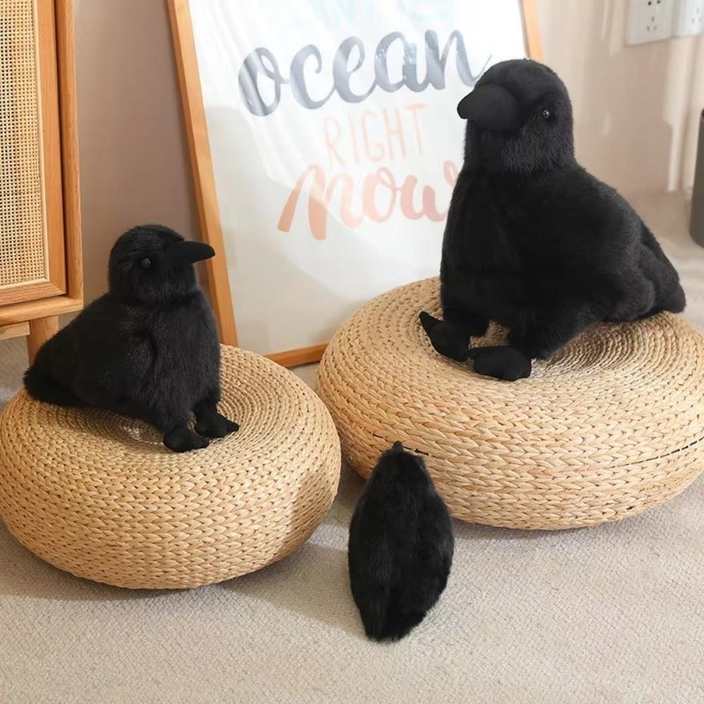 Soft Fabric Realistic Crow Plush Toy Black Color Gothic Crow Stuffed Toy Bird Soft Doll  Home Decor